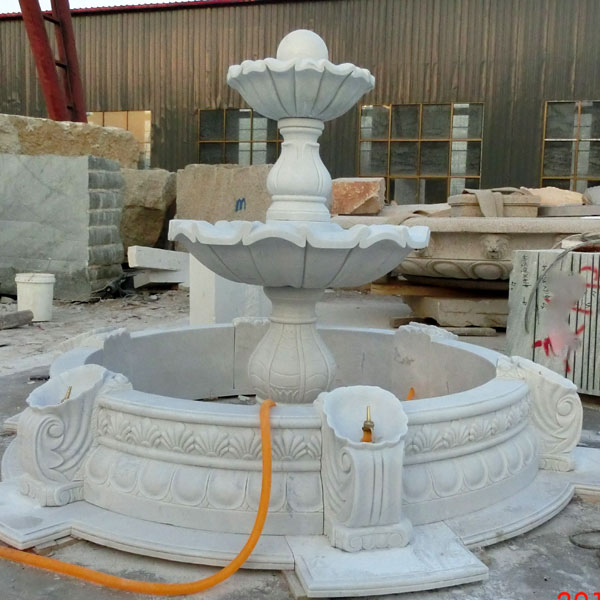 Large Outdoor Marble Stone Pool Garden Water Fount Fabrication Beautiful Stone Fountains Outdoor