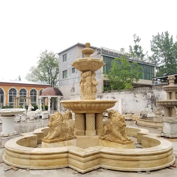 Architectural Fountain Pools Fabrication Indoor White Marble Water Fountain Outdoor