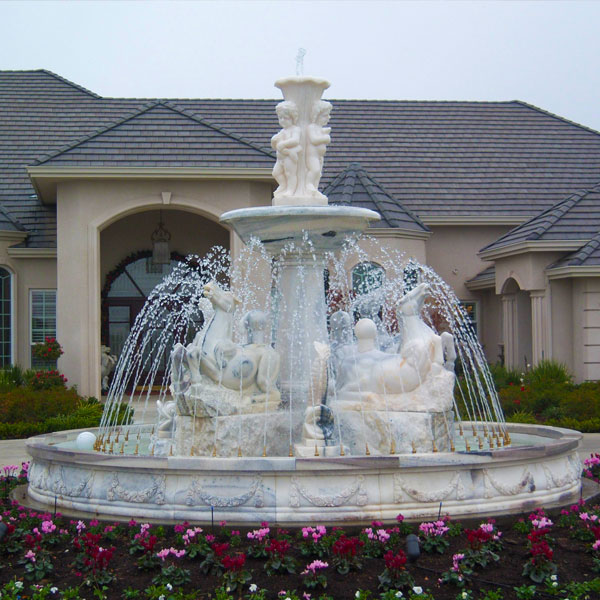 Large Outdoor Fountains Cost Design White Stone Water Fountain Outdoor