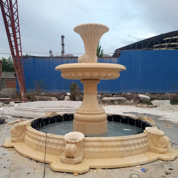 Large Outdoor Marble Stone Pool Garden Water Fount Cost Driveway White Stone Water Fountain Yard