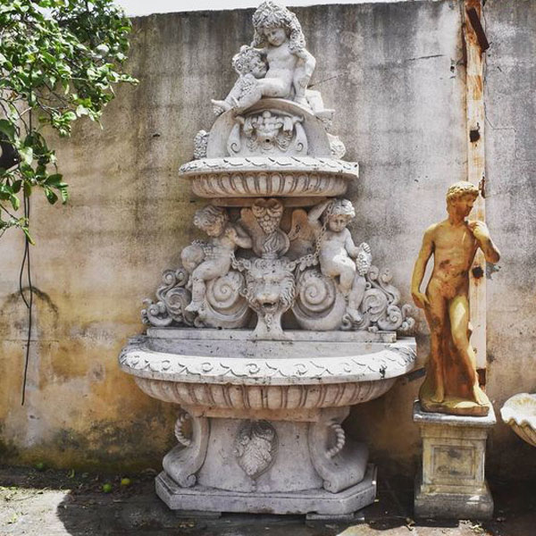 Angel Figure marble sculpture wall fountain White Marble Angel water Fountain for garden