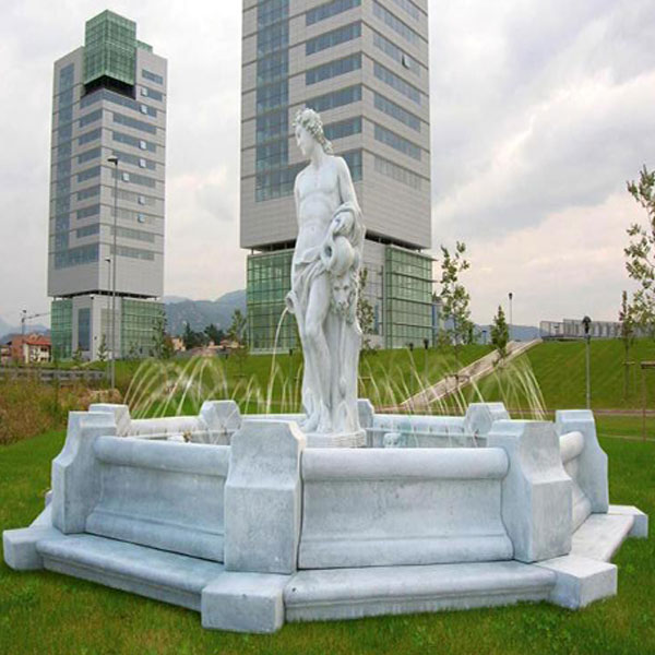 Three Angel Water Fountain White Marble Little Boy Angel Peeing Fountain