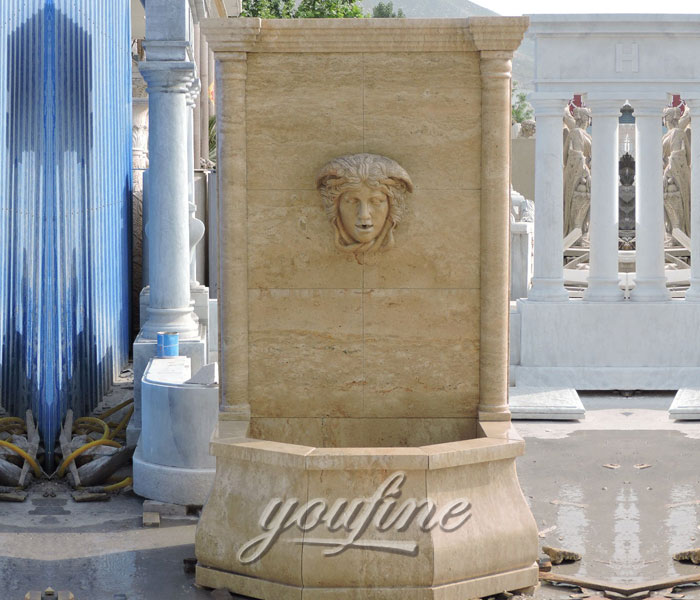 Indoor antique marble patio wall fountains with woman face decor for sale
