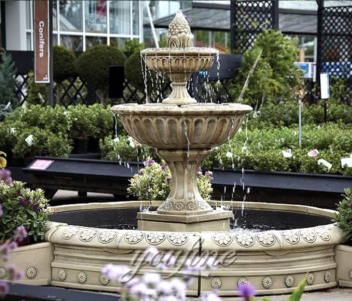 Antique marble hotel tiered water features with floral decor for sale