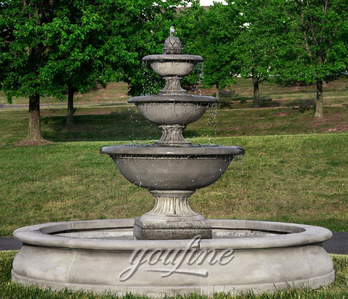 Outdoor large gray marble tiered hotel water fountains new design for sale