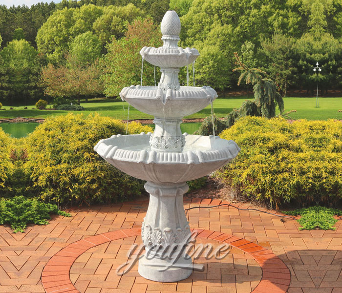 Indoor carved white marble three tiers small water features for sale