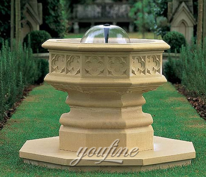 Indoor carved beige marble tiered water fountains for home garden decor