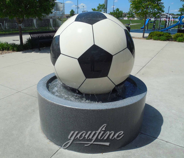 Outdoor casting black granite stone rotating football water park fountains for sale