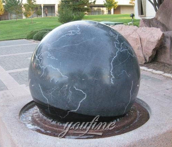 Stone floating sphere hotel fountains with wold map picture outdoor for sale
