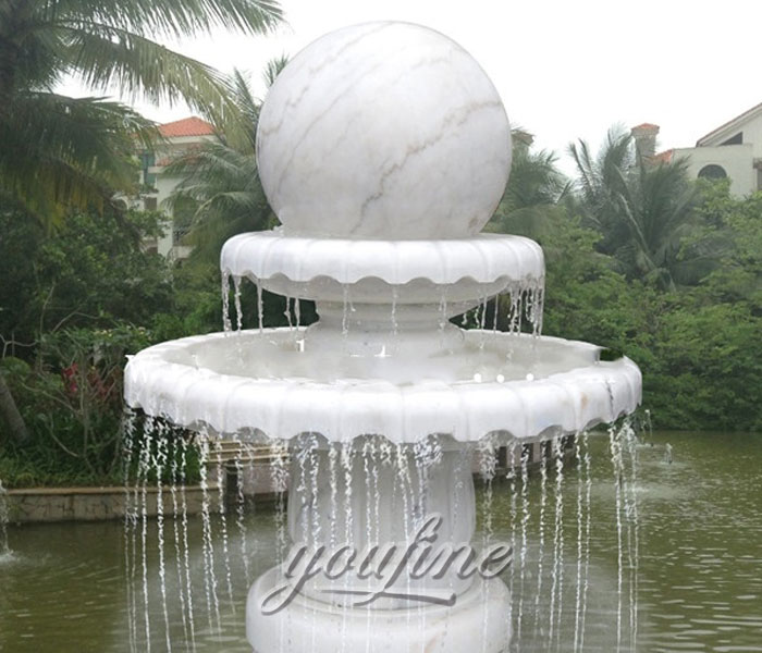 Buying pure white marble large rotating ball tiered water fountains for hotel