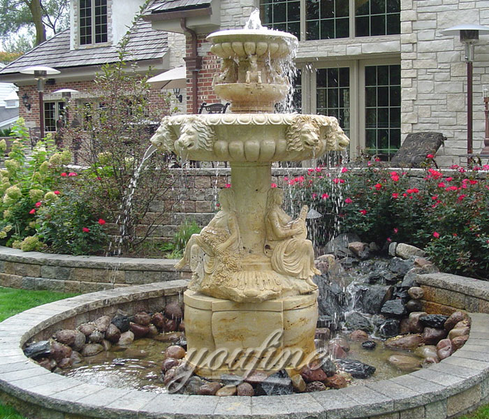 Outdoor garden fountains fort lauderdale with antique marble lion head for sale