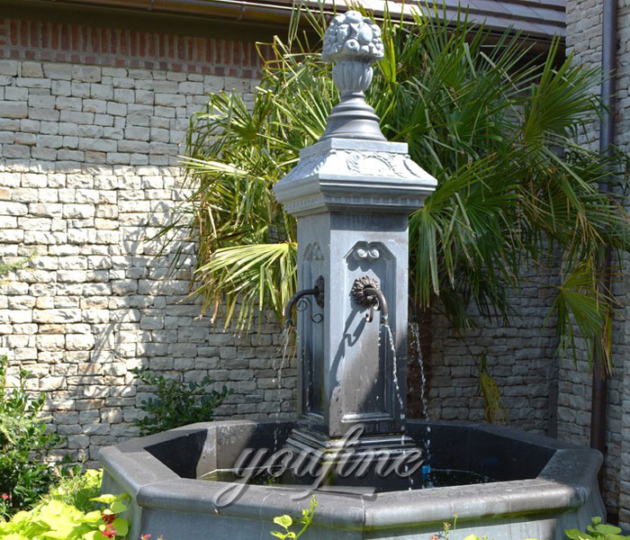 Outdoor antique marble column water fountain for backyard decor on sale