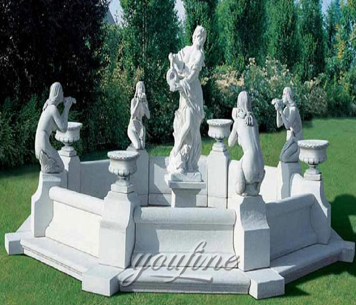 Outdoor large water features with nude woman statues for backyard