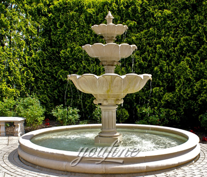 Outdoor hot selling classical tiered marble stone waterfall features for yard of community