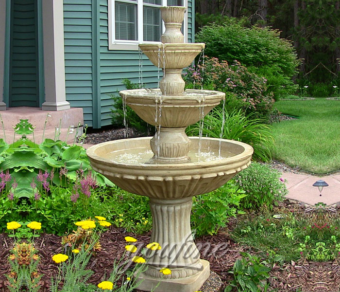 Small antique stone three tiers water fountains design for home indoor