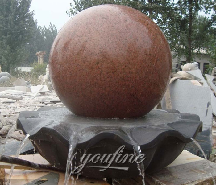 Outdoor classical red granite ball water features for sale