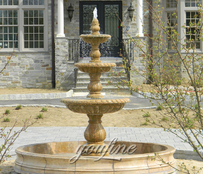 Indoor small 3 tiers antique beige marble stone water fountain for garden